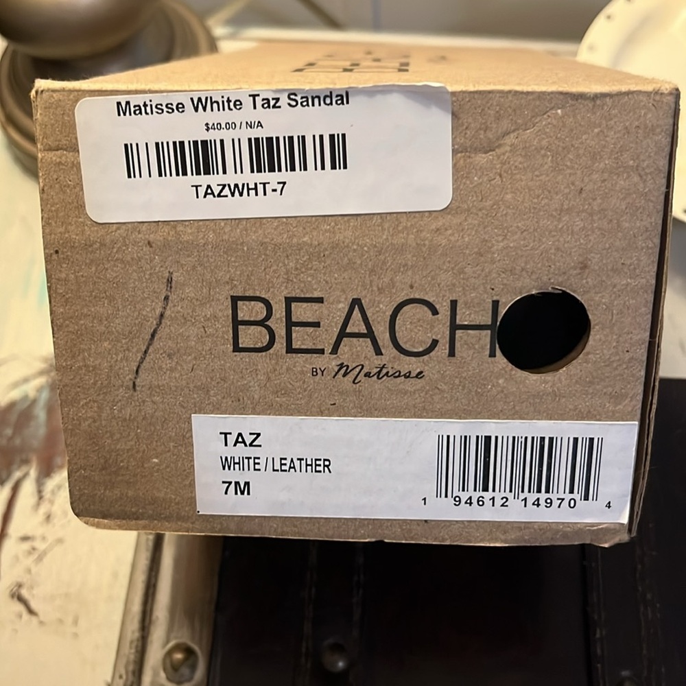 BEACH by Matisse Leather TAZ Sandals NIB  White Size 7 - Picture 6 of 6